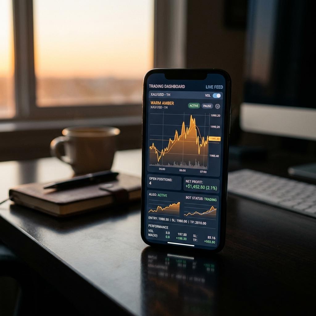 Tableau de bord de la plateforme de trading crypto IA Lamparo sur mobile